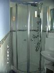 HSK Runddusche Exklusiv, 900 x 900, Sondermaß mit Anschlußprofil für nicht winkeligen Wandanschluß ( links), Alu-Profile satiniert, Echtglas glatt-hell 6 mm, Höhe 1850 mm                              